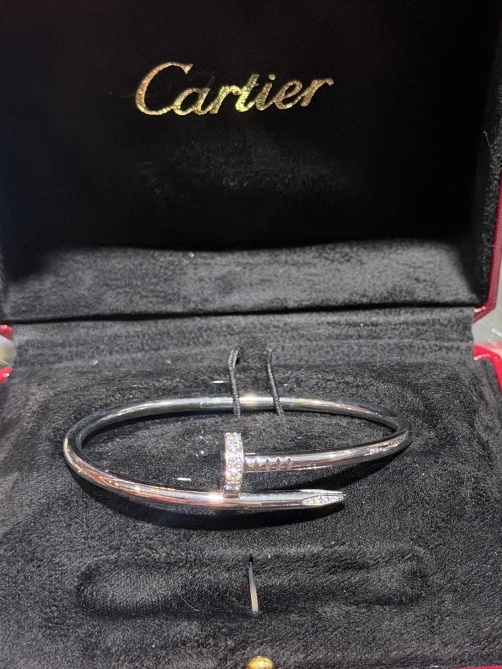 Authentic Cartier JUSTE UN CLOU BRACELET, CLASSIC MODEL, DIAMONDS in White gold